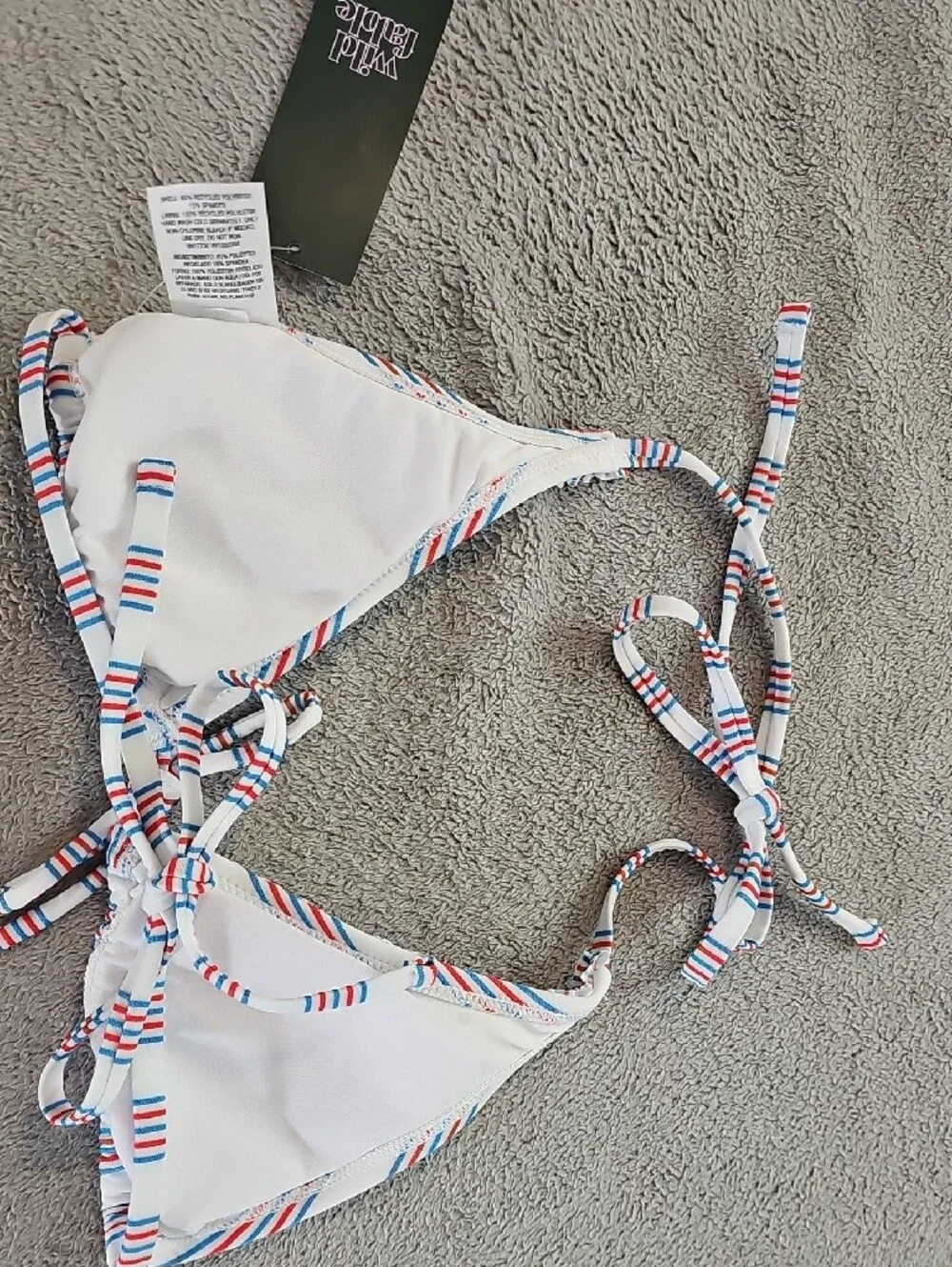 Wild Fable Women S Textured Ruffle Edge Red/White/Blue Triangle Style Bikini Set